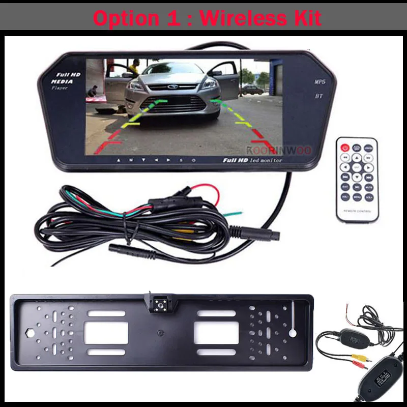 Koorinwoo HD 1024P автомобильное зеркало с монитором Экран для sony CCD с заднего вида автомобиля Camaera заднего света 7 дюймов медиа телефонными разговорами через Bluetooth телефон USB SD музыкальный плеер обратный Camaera парковки Системы на тонкопленочных транзисторах на тонкоплёночных транзисторах ЖК-дисплей Дисплей видео Вход Accossories - Цвет: Option 1