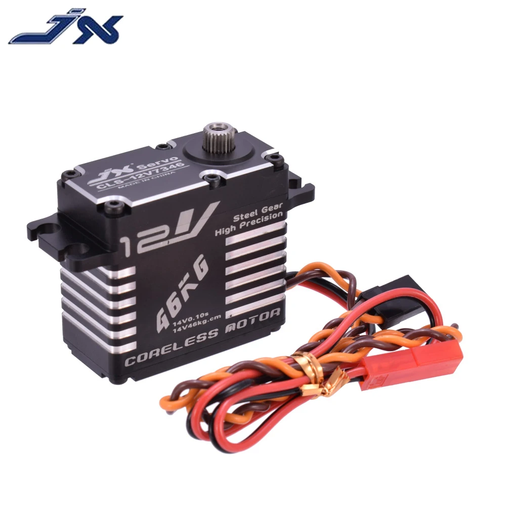 JX CLS-12V7346 46 кг 12V Servo 180 градусов HV Высокая точность Сталь Шестерни цифровой сервопривод тигельные CNC алюминиевый корпус с сервоприводом