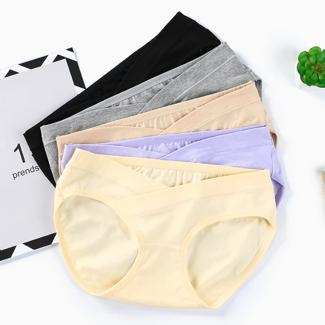 Culottes de maternité en coton pour femmes enceintes, sous-vêtements de  grossesse, Lingerie, taille basse en V, 3 pièces - AliExpress