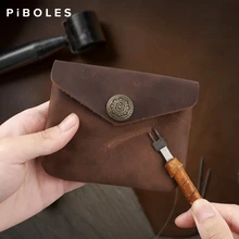 Genuine Leather Solid Hasp Purse Handmade Retro Men's Card Holder Pocket Slim Credit Card Wallet Coin Pouch For Women