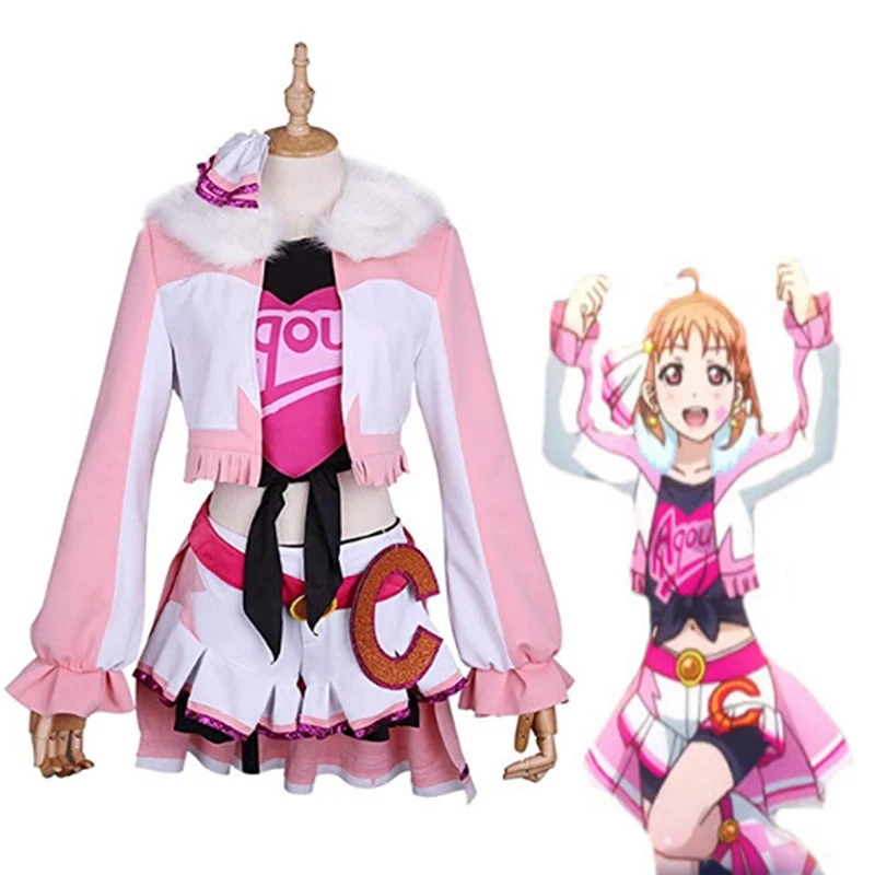 Аниме Love Live Sunshine Косплей костюмы Chika Takami костюмы для праздника Костюмы Униформа Хэллоуин Карнавал Вечерние игры Женский костюм