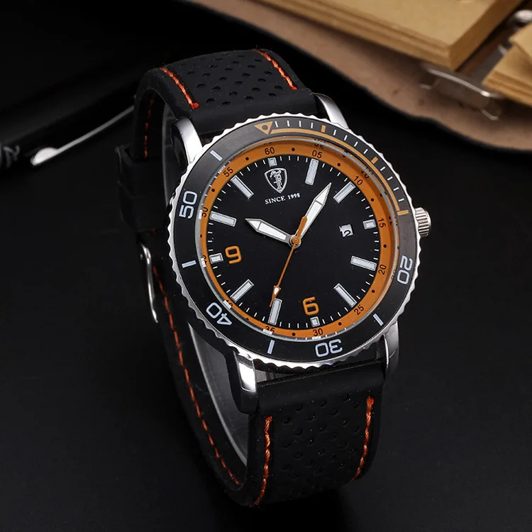 

Hot Sales Cool Black And White with Pattern MEN'S Watch Outdoor Sports Calendar Men Silicone Band Watch STUDENT'S Watch