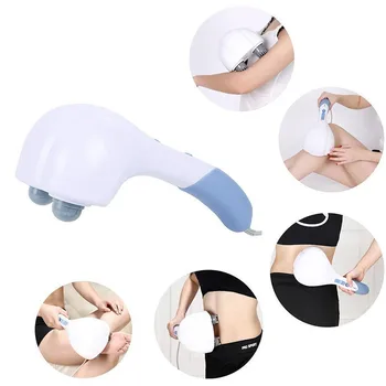 

Electric Handheld Massager Hammer Vibrating Double Head Neck Back Body Cervical Vertebra Relax Stick Roller With 6 Massage Heads