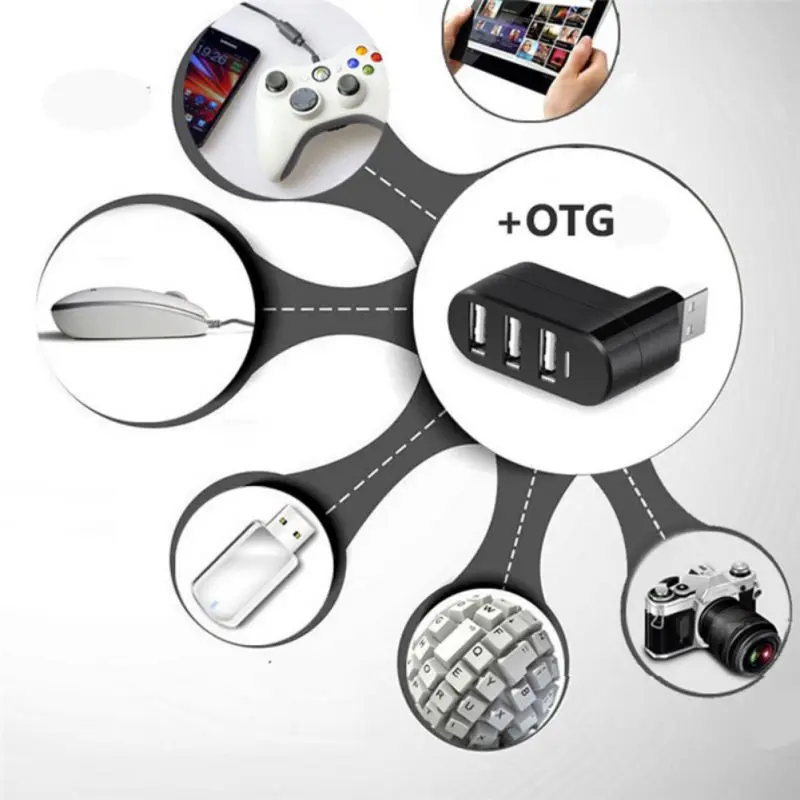 Для компьютер, ноутбук, лептоп 3 вспомогательное устройство для USB 2,0 Мини Вращающийся сплиттер адаптер поворачивается на 180 градусов высокая скорость передачи данных 25