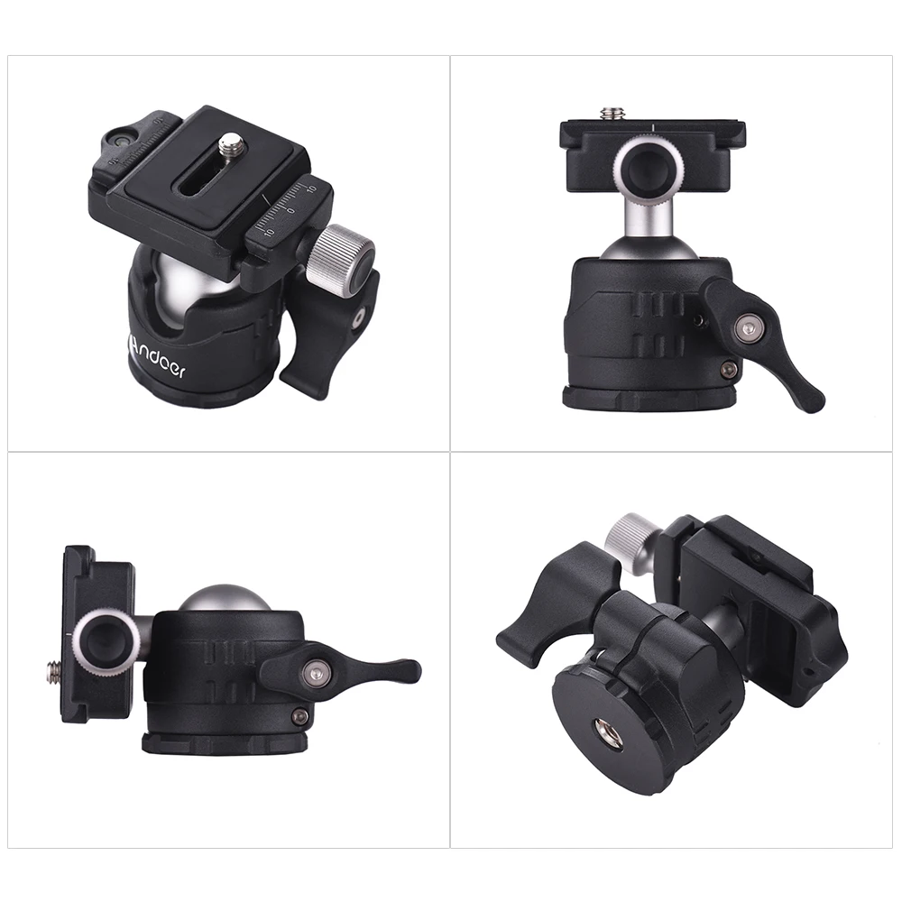 Andoer Mini Tabletop Ball Head 360 Degree Video Tripod Ballhead Mount with Quick Release Plate Bubble Level for Canon Nikon Sony tripod ball head camera panoramic head