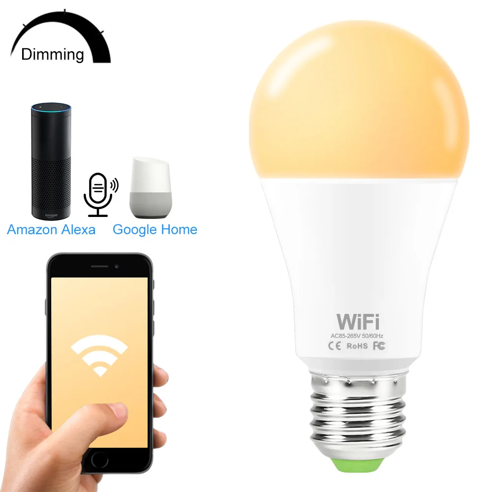 

110V 220V Smart WiFi Light Bulb e27/b22 Remote Control LED Bulb Lamp Compatible with Amazon Alexa Echo Google Home Assistant