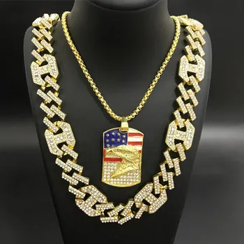 

Hip Hop Men Gold Color Neckalce Masked Man Anti-terror Hood Neckalce Pendent Ice Out Cuban In Crystal Chain Hip Hop For Men
