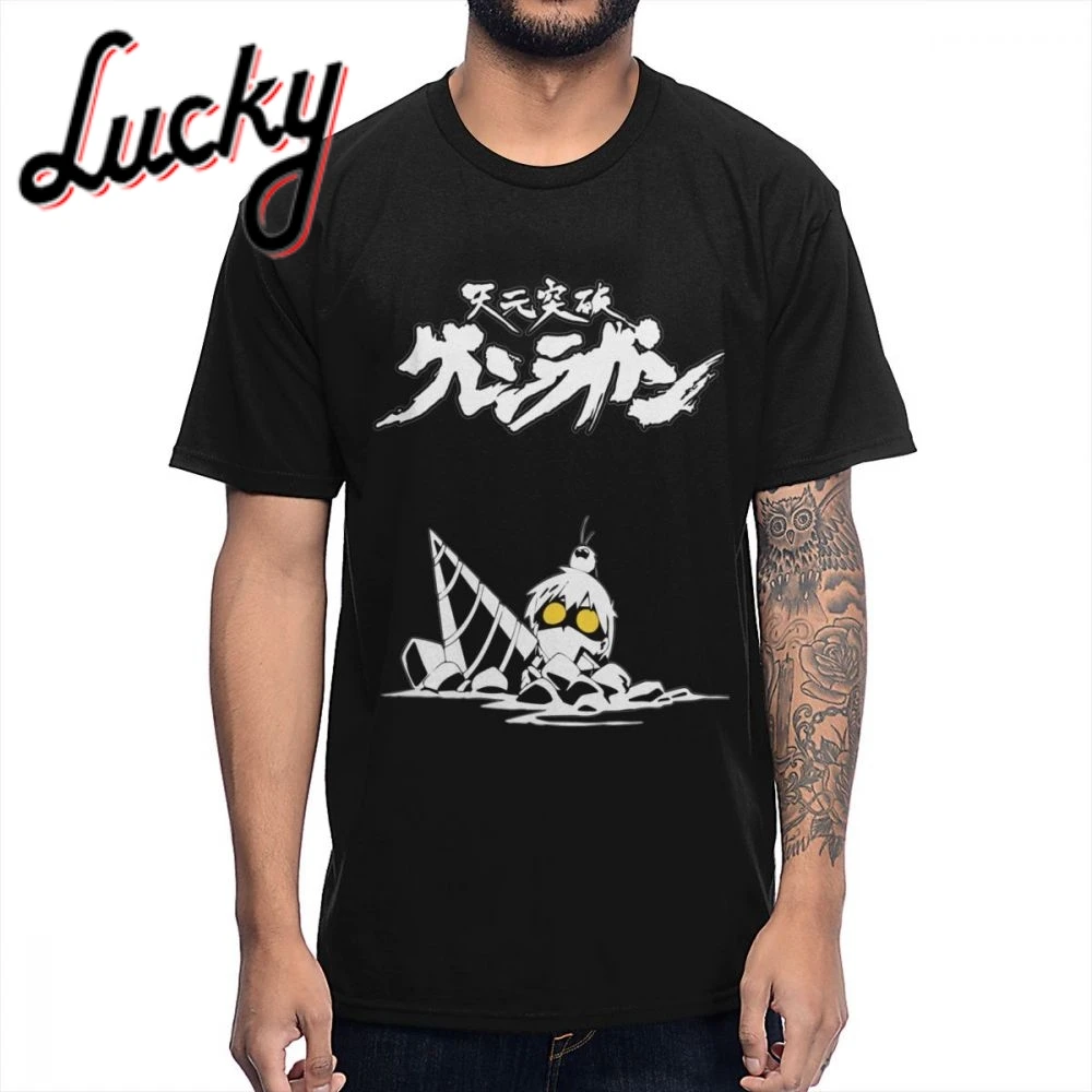 Футболка мужская с круглым вырезом тенниска из чистого хлопка принтом Tengen Toppa Gurren