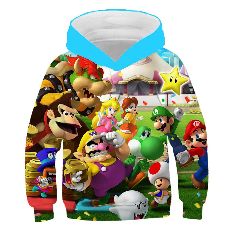 

Summer new harajuku style hoodies classic games super Mario T-shirt Mario bros. 3d-printed casual jerseys for boys and girls