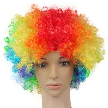 

Halloween Disco Clown Curly Afro Circus Fancy Dress Hair Wigs Xmas Party Costume