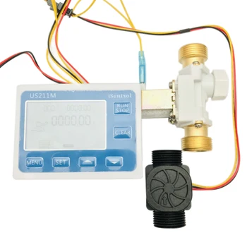 

US211M Dosage Controller Flow Reader for BSPP G3/4 inch Pipe Line Hall Effect Water Flow Sensor with Solenoid Valve