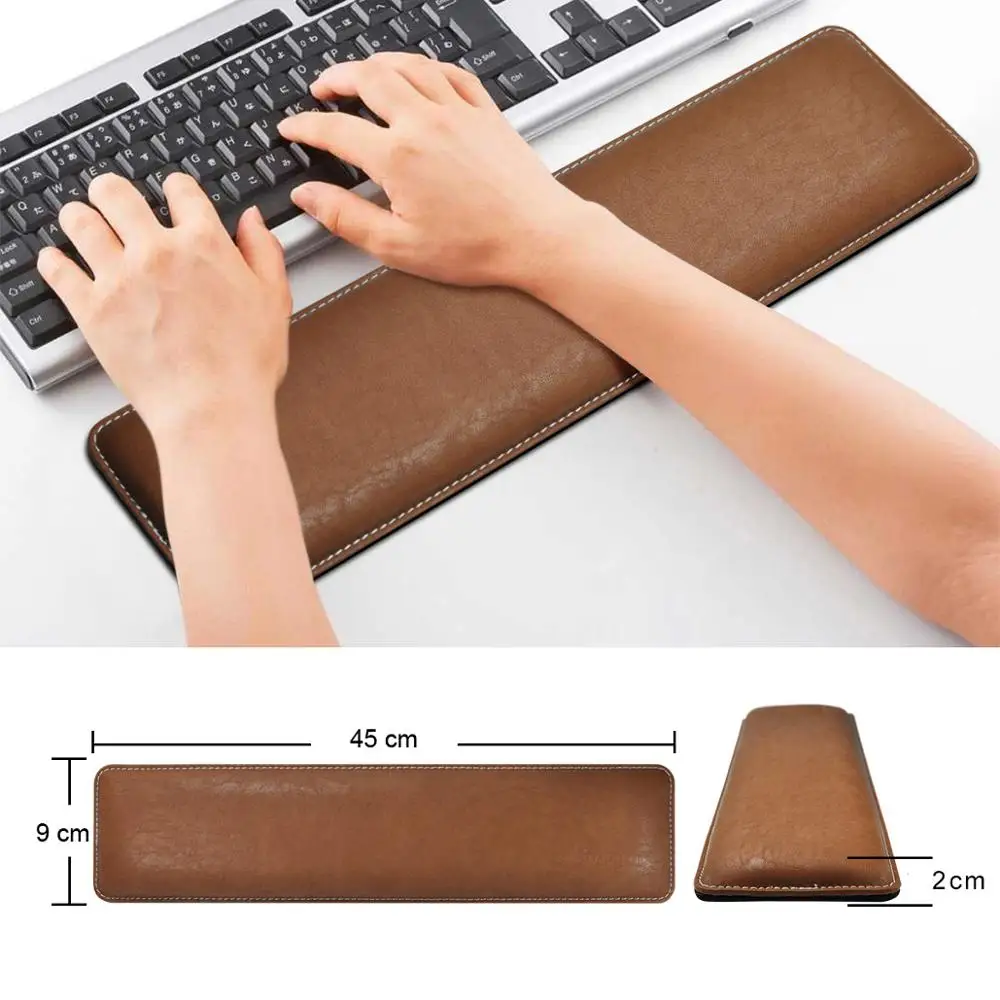 Прочная пена памяти Нескользящая поддержка запястья 41,5x9,5 см PU Кожаная клавиатура подставка для офисного компьютера