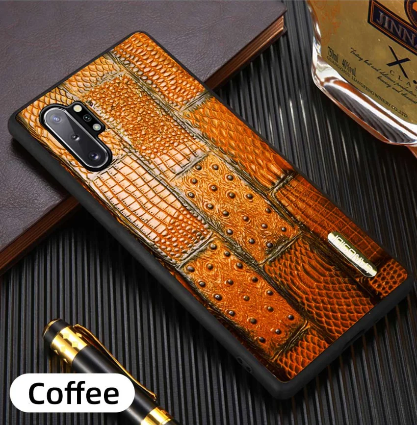Чехол из натуральной кожи в стиле ретро для samsung galaxy A50 A70 A40 A20 Note 8 9 10 S8 S9 S10 plus - Цвет: Кофе