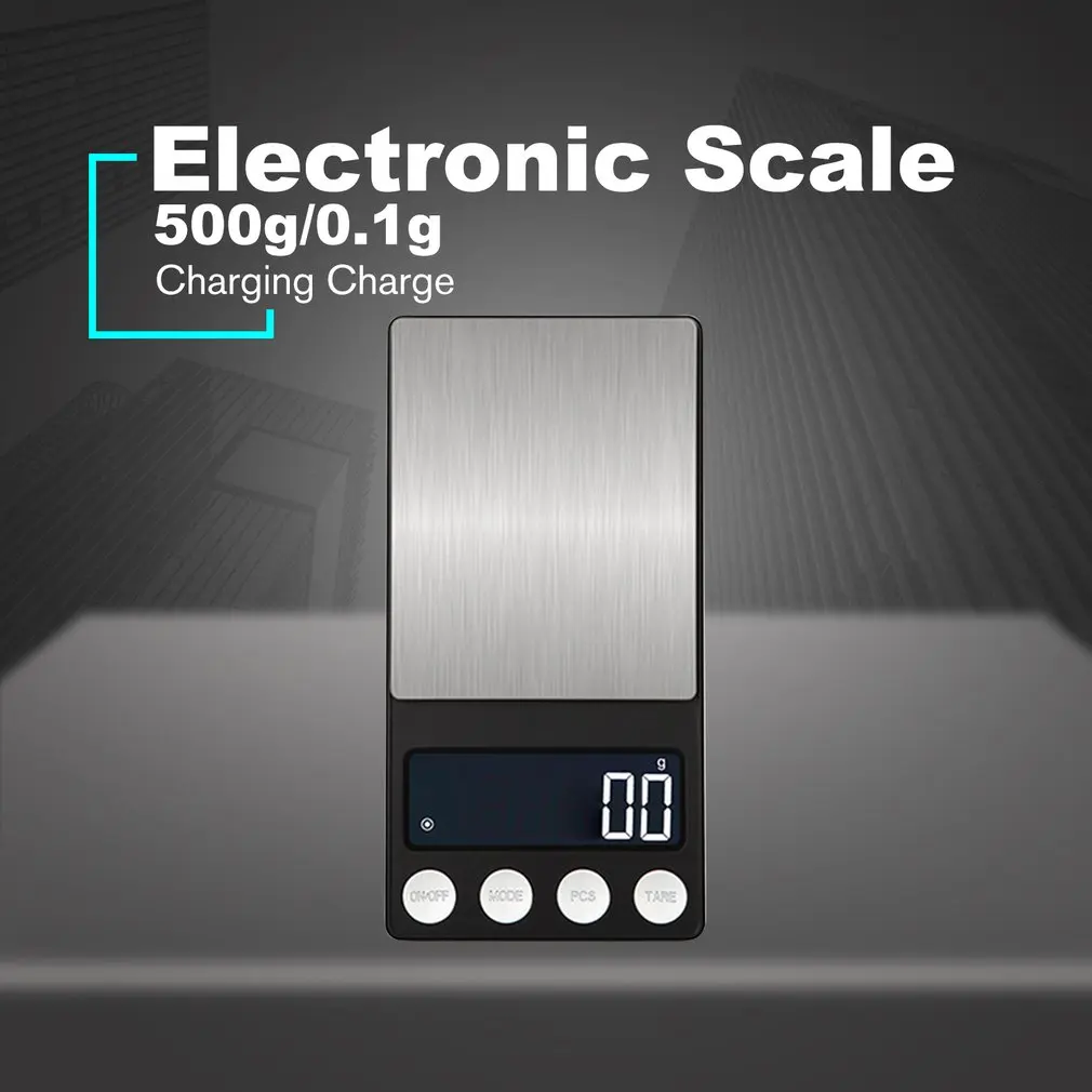 500g 0.1g Светодиодное украшение цифровые весы Переносные электронные весы с лотком 200/500g 0,01/0,1g плоский режим зарядки - Цвет: 500g 0.1g