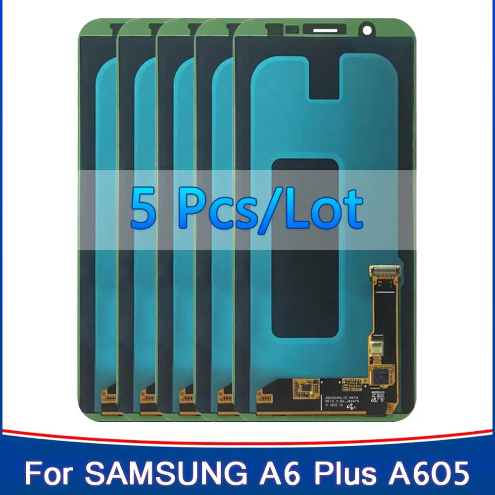 5PCS Super AMOLED LCD Display For SAMSUNG Galaxy A6 Plus 2018 A605 A605F A605FN Touch Screen Assembly Replacment Phone Parts | Мобильные