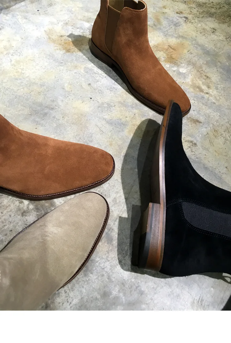 

Europe And America Foreign Trade Original Garment Chelsea Boot Swede Leather Mid-top Boots England Retro MEN'S SHOES Genuine Lea