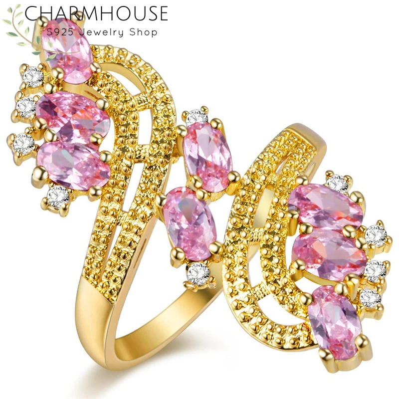 9 Charmhouse 925 пробы Серебряные кольца для Для женщин кубического циркония длинные кольцо “Цветок” с Bague Анель свадебные ювелирные украшения, подарки - Цвет основного камня: 9