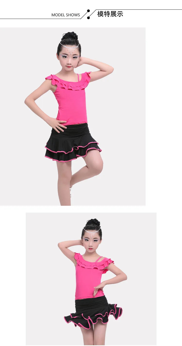 CHILDREN'S Dancing Clothes off-Shoulder Flounced Camisole Latin Short Skirt Split Type Set Girls Gymnastic Costume