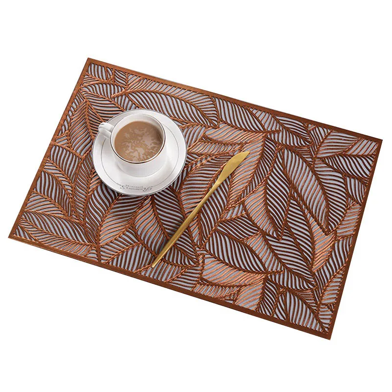 Простой стиль лист напечатанный placemate высокого класса гостиничный Ресторан бронзовая изоляция кофе коврик для украшения стола - Цвет: B
