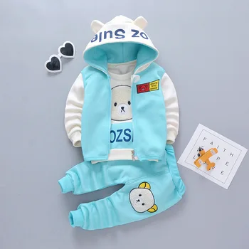 

New Spring Autumn Children Leisure Clothes Baby Boys Girls Hooded Jacket T Shirt Pants 2Pcs/sets Kids Infant Cartoon Tracksuit
