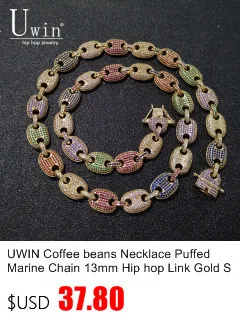 Uwin Cz теннисная цепь 4 мм розовый синий кубический цирконий Bling полный льдом ожерелье мода рок хип хоп ювелирные изделия