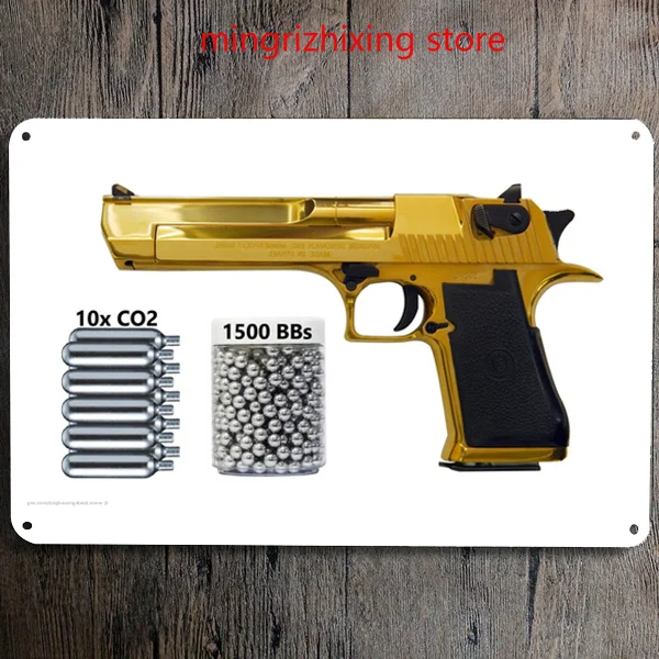 Umarex Berletta Golden Desert Eagle Full Auto Blowback 177 Co2 Gun Air Pistol 310 Fps Wall Tin Sign Plaques Signs Aliexpress