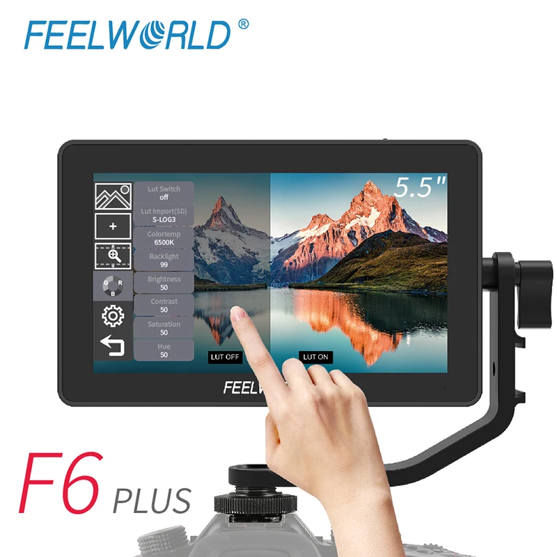 FEELWORLD F6 PLUS 5.5 Inch on Camera DSLR Field Monitor Touch Screen IPS FHD 1920x1080 Video 4K Monitor for Canon Nikon Camera