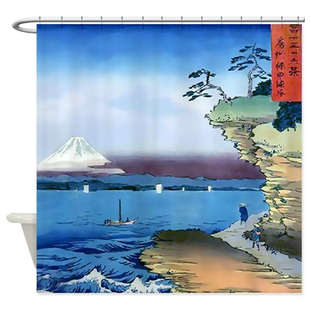 

Уникальная душевая занавеска на заказ с изображением скалы Bluff View Mt. Fuji