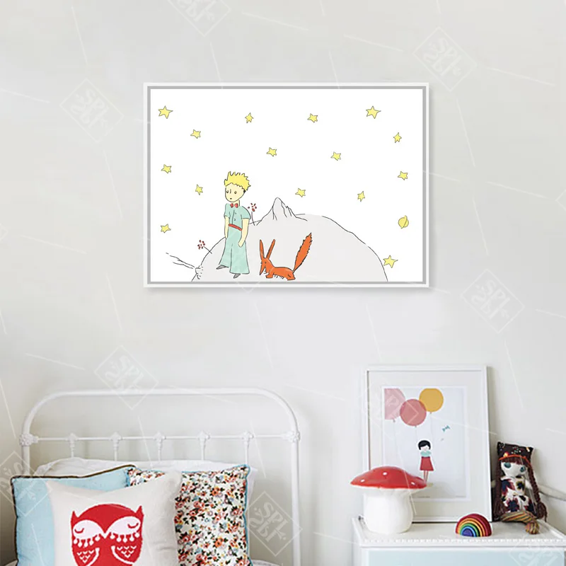 The-Little-Prince-Poster-Watercolor-Nursery-Baby-Room-Decor-Canvas-Painting-Prince-And-Fox-Wall-Art (2)