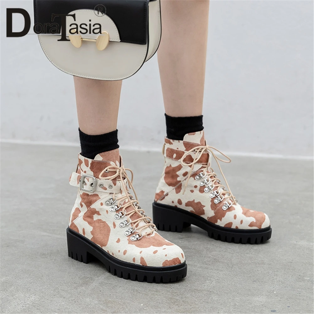 

DORATASIA New 34-40 Girl Fashion mixed-color Booties Ladies High Quality Horsehair Ankle Boots Women 2019 Platform Shoes Woman