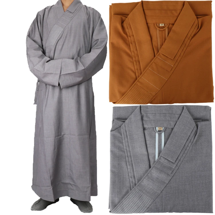 Femmes Hommes Moine Bouddhiste robe robe de chambre Shaolin robe robe longue méditation Summer 