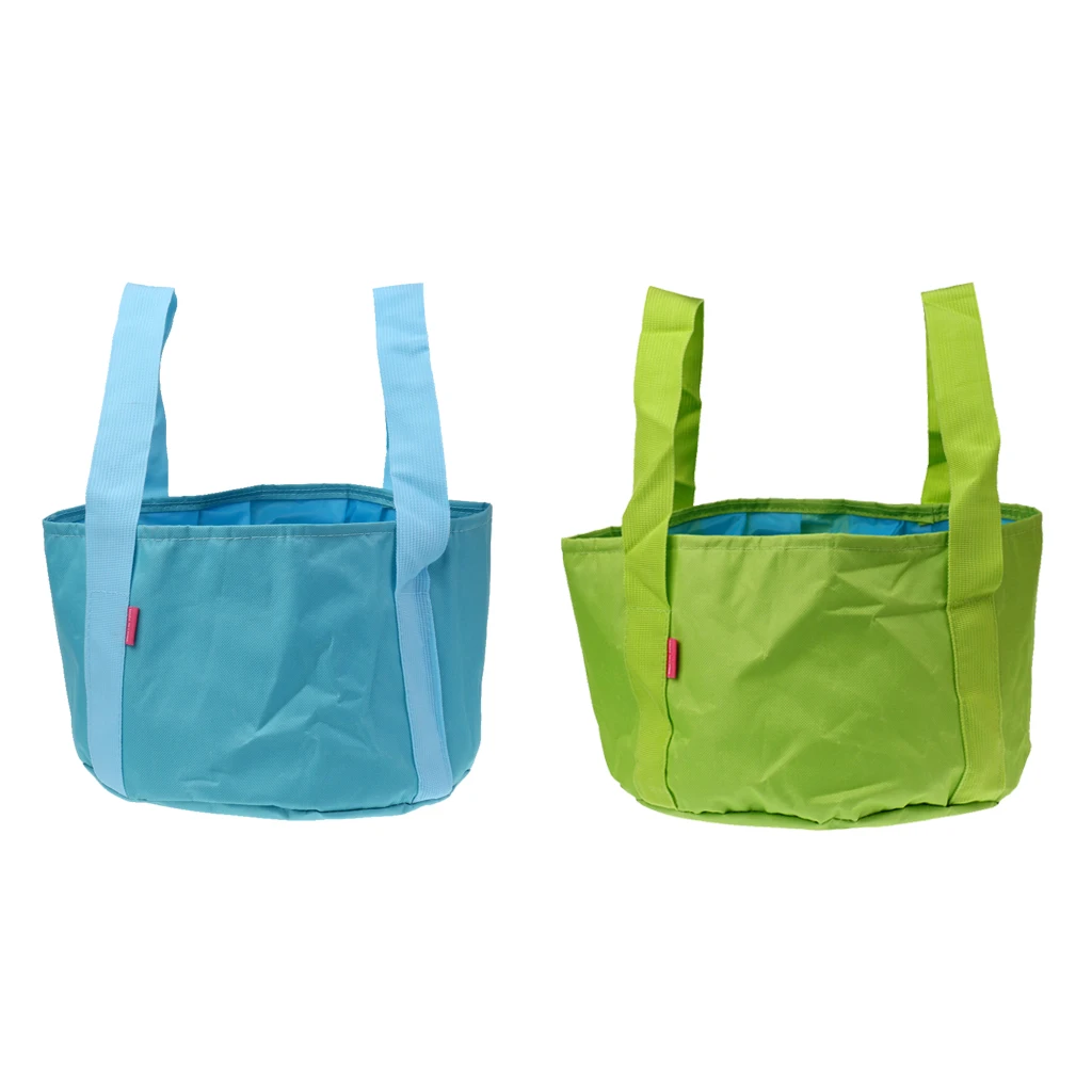 (2 Pieces) Folding Pail | Robust Sink Water Bucket, Size 15 Liters (blue + Green)
