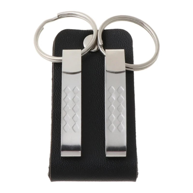 Men Leather Belt Loop Keychain with 2 Detachable Clips Key Ring Belt