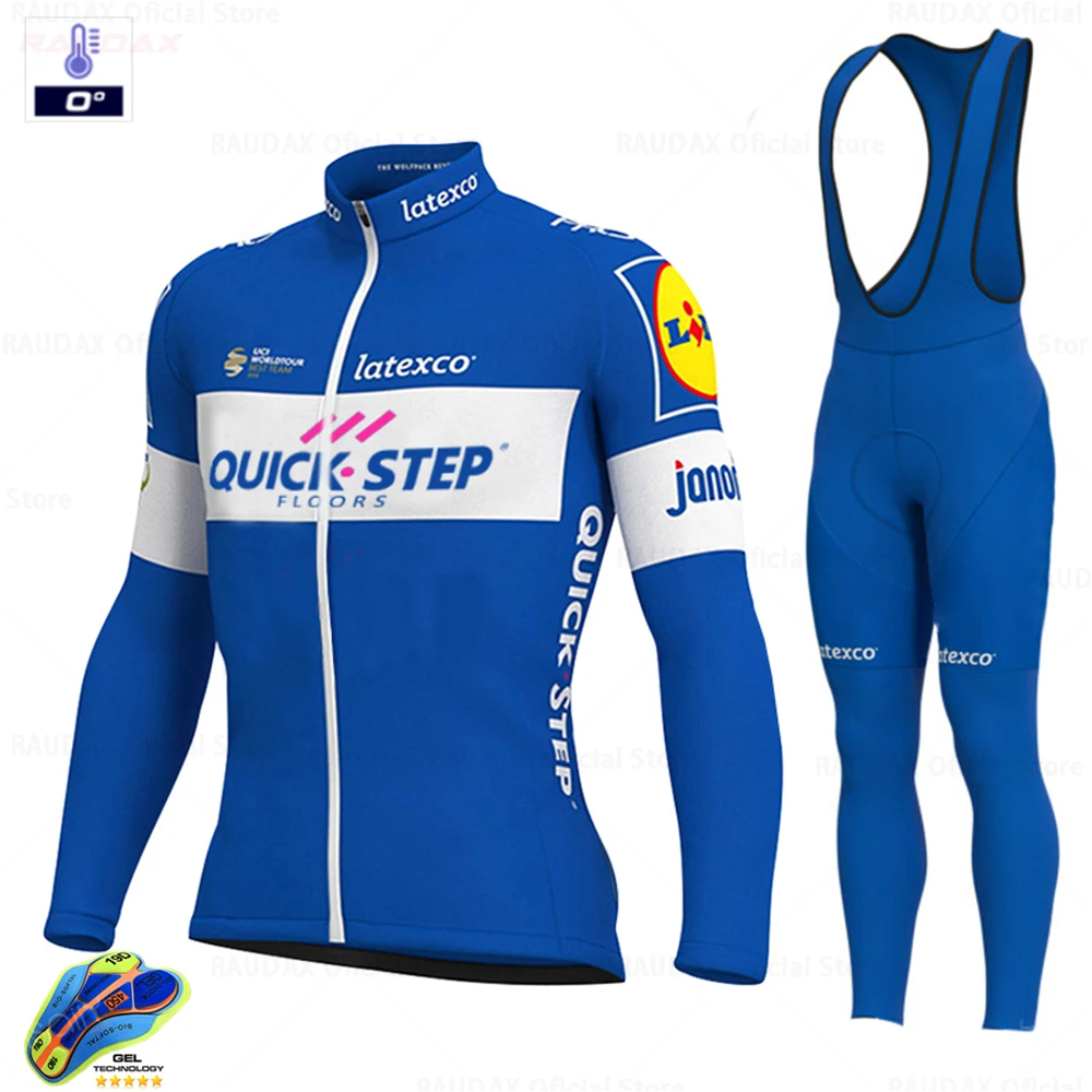 Blue Cycling Jersey 2021 Pro Team Road Bike Winter Clothing MTB Bib Pant Men Ropa Ciclismo Hombre Thermal Fleece | Спорт и
