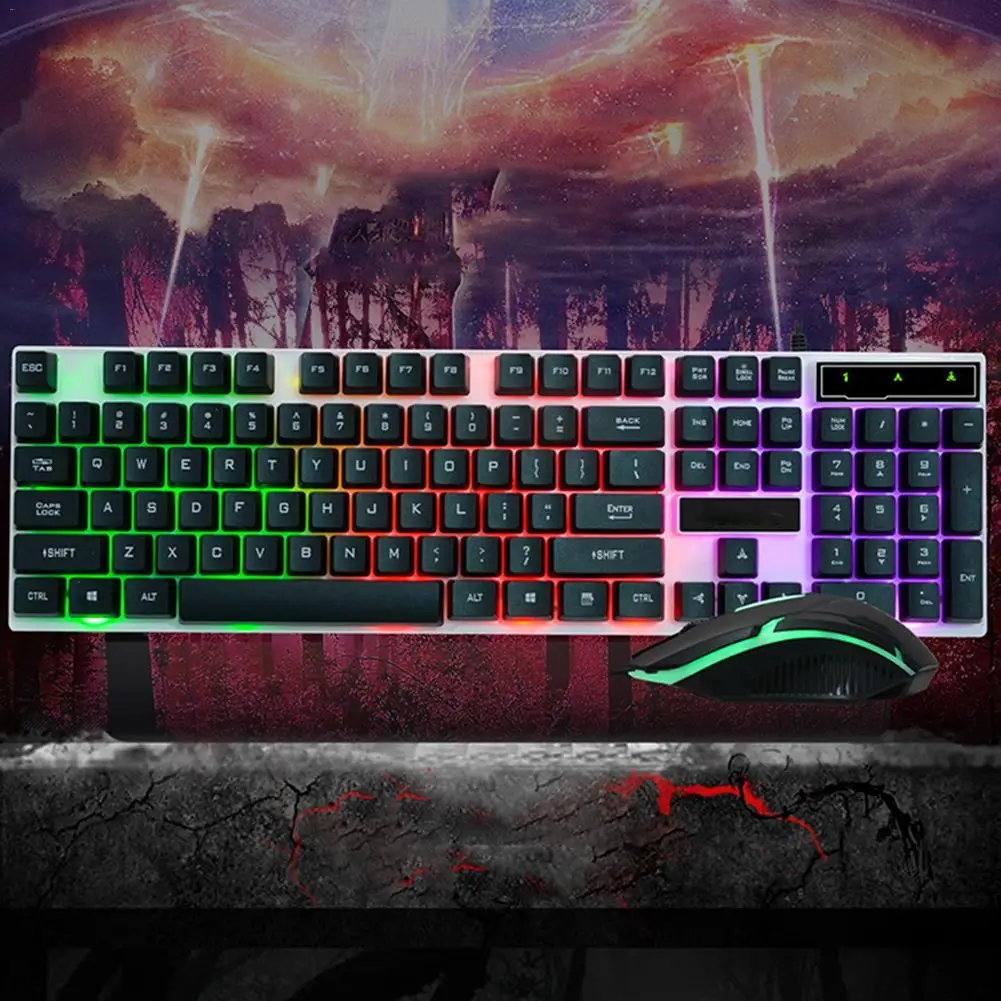 Новая RGB игровая мышь клавиатура светящаяся клавиатура и мышь комплект устройства Проводная клавиатура мышь для компьютера Pc Gamer