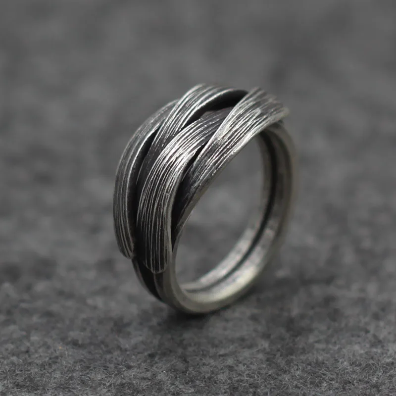 

Thailand Chiang Mai Handmade Silver Ring Silver Accessories Origional Simple Braided Rope Rings Fine Silver Men And Women-