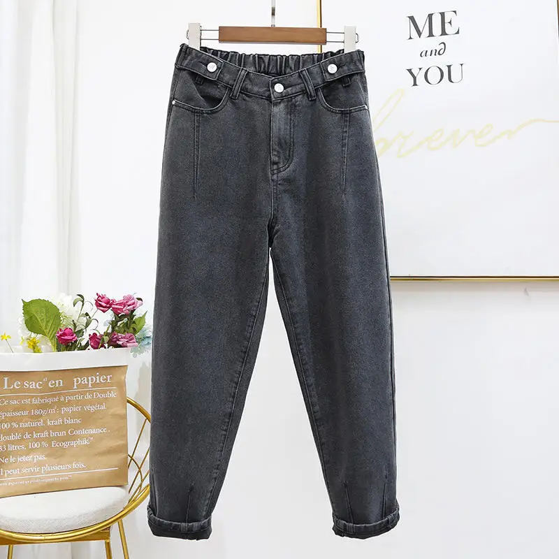 Джинсы бойфренда для женщин джинсовые шаровары большого размера джинсы с высокой талией женские уличные тонкие джинсы для мам брюки Q1950