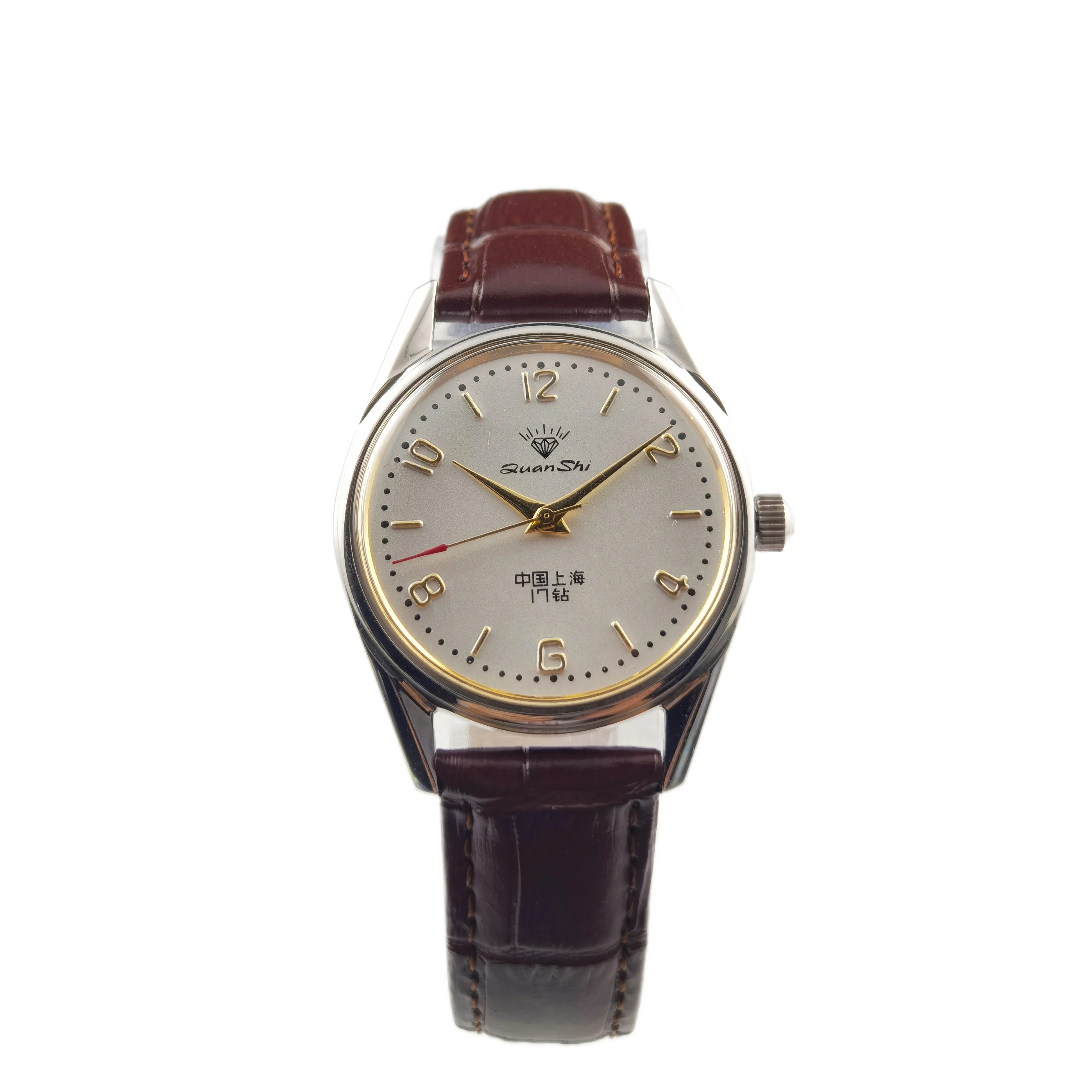 Shanghai Watch Mechanical Watch Men's Manual Spring 17 Diamond Retro Watch 8120 