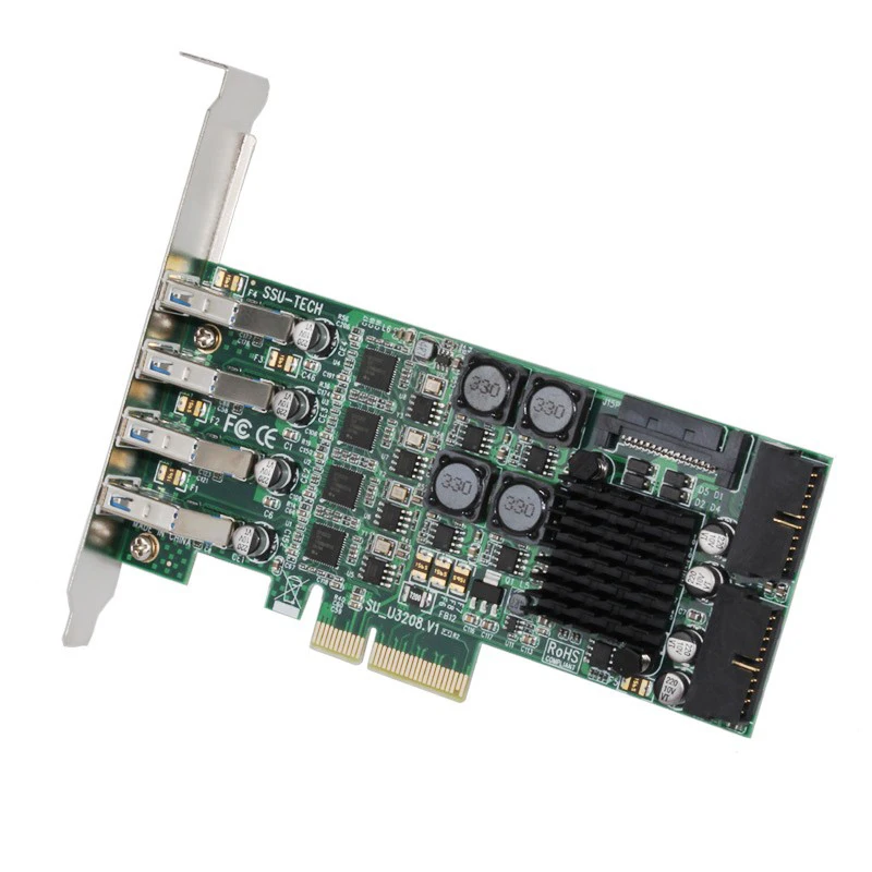 #Special Offers USB 3.0 PCI-E Expansion Card Raiser 8Port USB3.0 PCI Express Card 19 Pin USB 3.0 Adapter SATA Power Connectors for Server Camera