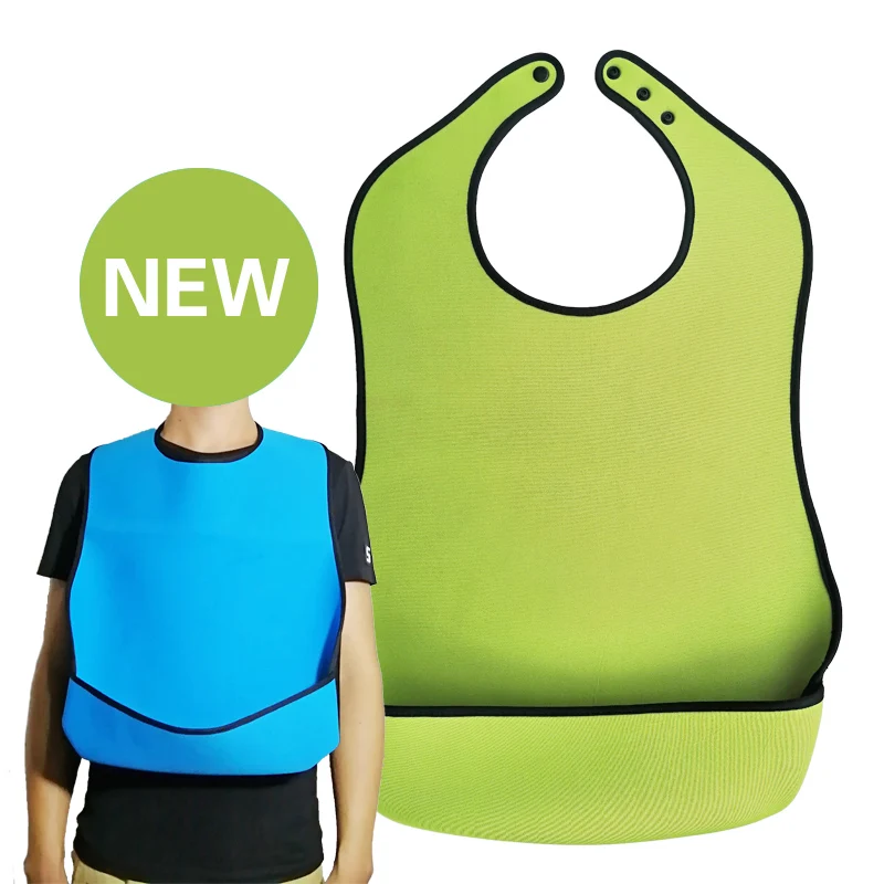 

Adult Bib Waterproof Anti-oil Diving Fabric Bib Elderly Aged Senior Citizen Mealtime Cloth Protector Disability Aid Aprons