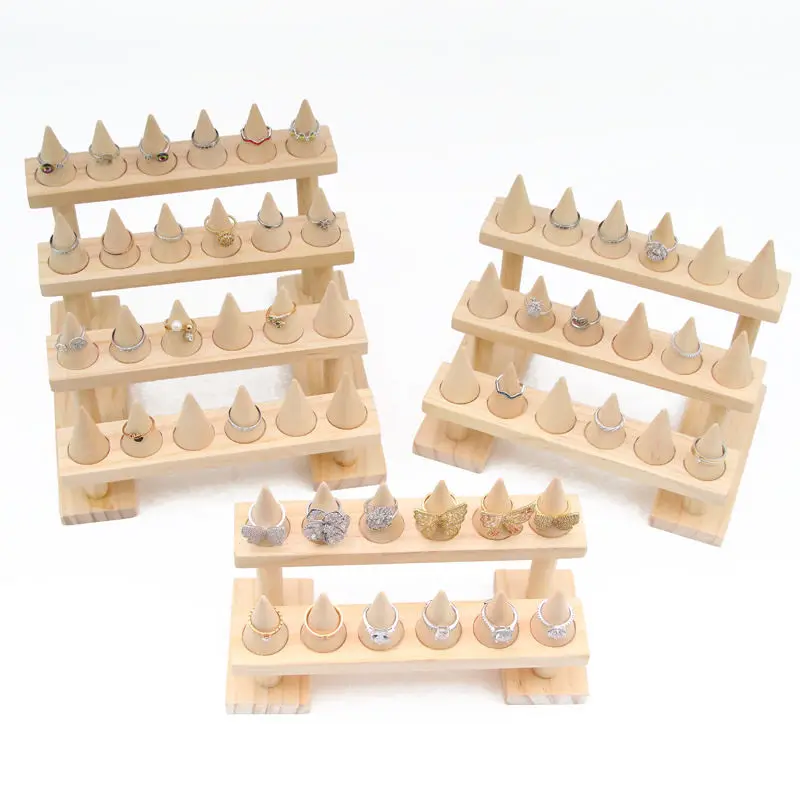 Ring Wood Jewelry Display Stand Organizer Boho Jewelry Storage Event Display Holder Large Space Nature Wooden Base Shop Decor 10pcs earrings jewelry display wooden base ring necklace jewelry stands holders earring cards wood base retail exhibitor display