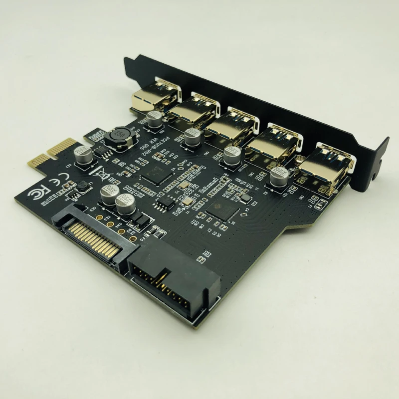 Супер Скоростной PCI-E к USB 3,0 19-Pin 5 портов PCI Express карта расширения адаптер SATA 15Pin разъем с драйверами CD для настольных ПК