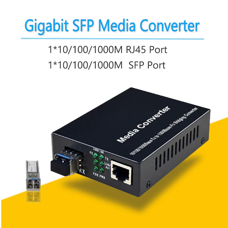 

Гигабитный 1 SFP 1 Ethernet медиаконвертер с SFP оптоволоконным портом. 10/100/1000 Мбит/с SFP медиа конвертер/волоконный приемопередатчик