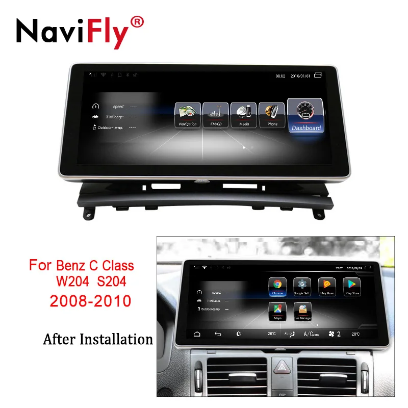 NaviFly 10,2" Android автомобильный мультимедийный плеер для Mercedes Benz C Class W204 2008 2009 2010 автомобильный Радио экран gps навигация