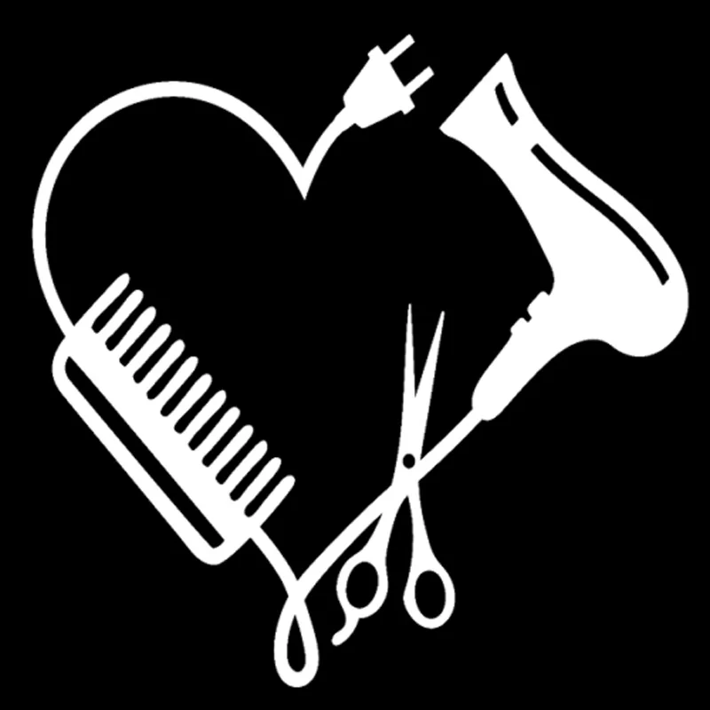 

Car Sticker, Hair Stylist Heart Comb Scissors Dry Clothes PVC Motorcycle Car Sticker 13.CM*13CM