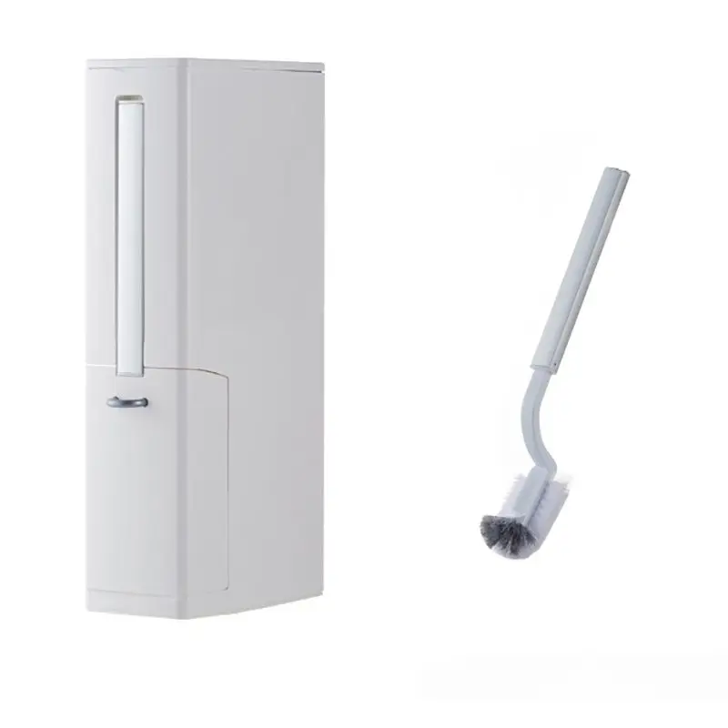 

Home Toilet Brush Trash Can Set Narrow Slit Hidden Seam With Bracket Cans Garbage Bucket Bag Dispenser White