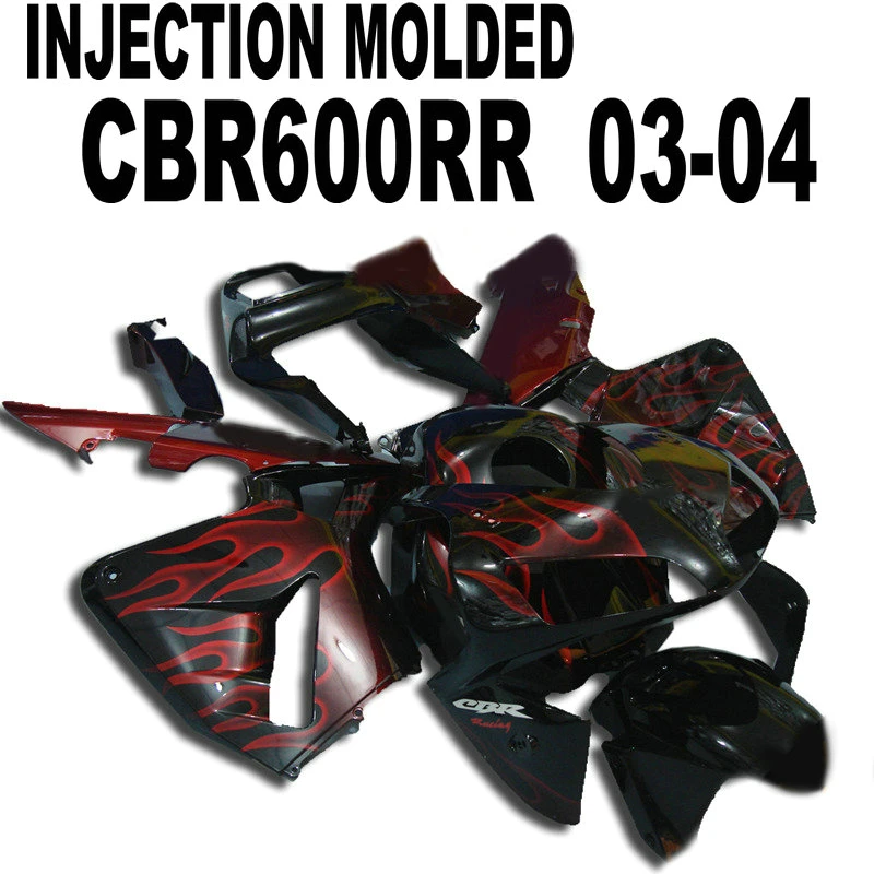 ABS Обтекатели для Honda CBR 600RR 2004 2003 03 04(красное пламя) впрыска обтекателя комплект CBR 600RR UX59