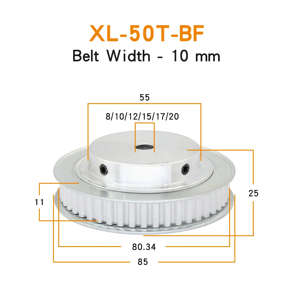 Belt Pulley XL-50T/60T Bore Size 8/10/12/14/15/17/20 mm Alloy Synchronous wheel Teeth Pitch 5.08mm For Width 10mm XL Timing Belt timing belt pulley belt pulley
