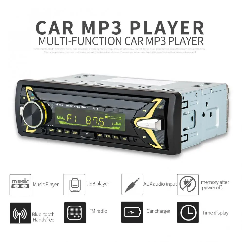 12V 7 Color Light Car Radio Detachable Panel Bluetooth Audio Stereo MP3 Player 