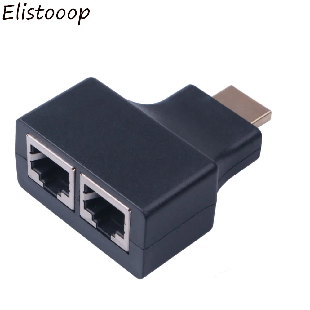 Elistooop 2pcs 1080P HDMI Splitter Cable 30M HDMI to Dual RJ45 Adapter Converters For HDMI Adapters